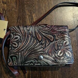 Elegant Brown Embossed Leather Bag